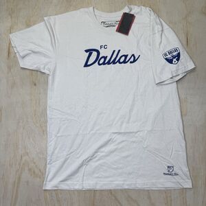 NEW FC Dallas Mitchell Ness Scipt Tee Cream Short Sleeve Crewneck Cotton XL